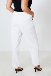 Straight-cut plain viscose linen pants