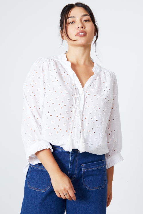 White embroidered shirt