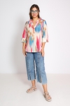 Printed cotton voile blouse