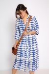 Long tie-dye printed viscose dress