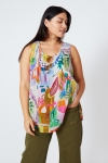 Double tank top in printed cotton voile