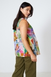 Double tank top in printed cotton voile