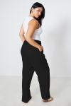 Pantalon tailleur droit en lin uni