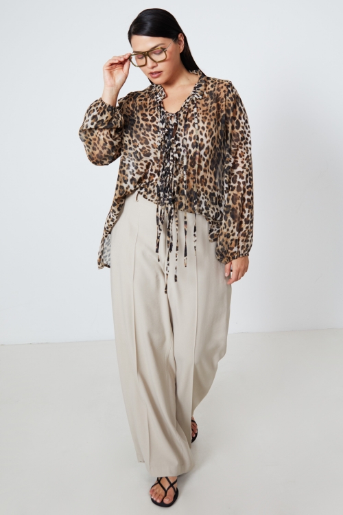 Panther print voile blouse