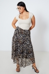 Bohemian style skirt in panther print voile