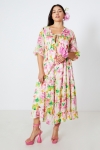 Robe longue en imprimé floral avec plaston