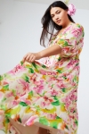 Robe longue en imprimé floral avec plaston