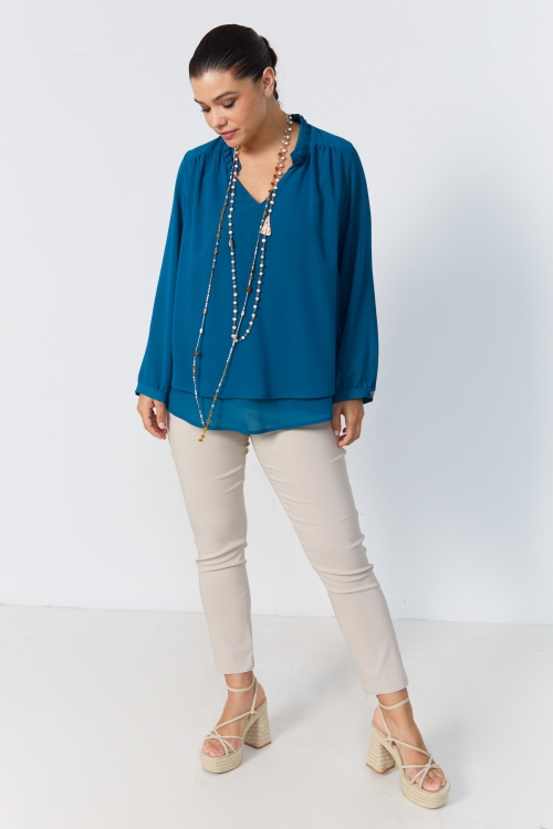 Plain voile layered blouse