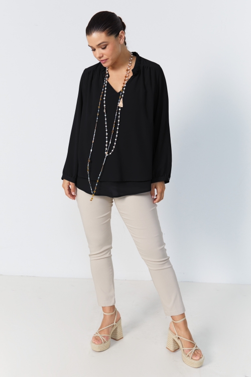 Plain voile layered blouse