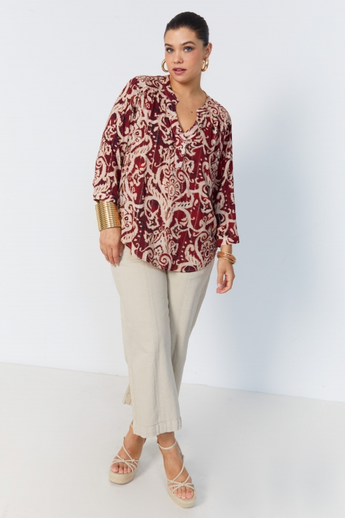 Printed blouse with lurex thread