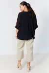 Plain T-shaped voile blouse with layering effect