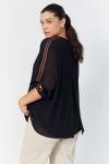 Plain T-shaped voile blouse with layering effect