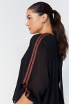 Plain T-shaped voile blouse with layering effect