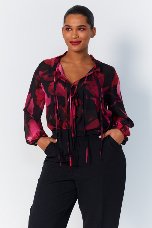 Printed voile blouse