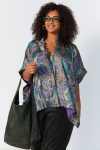 Oversized printed satin shirt in T