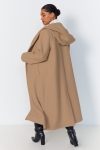 Long hooded coat with shawl collar