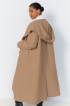 Manteau long à capuche avec col châle