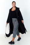 Chic long coat with eyelets at the waist