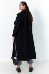 Chic long coat with eyelets at the waist