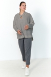 Plain knit oversized sweater with cowl neck