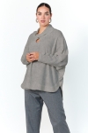 Plain knit oversized sweater with cowl neck