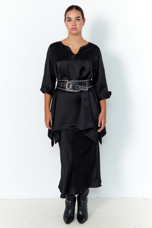 Trapeze tunic in plain satin effect