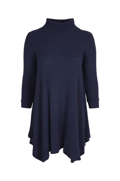 trapeze dress with turtleneck in plain knit