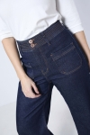 Raw flared low jeans