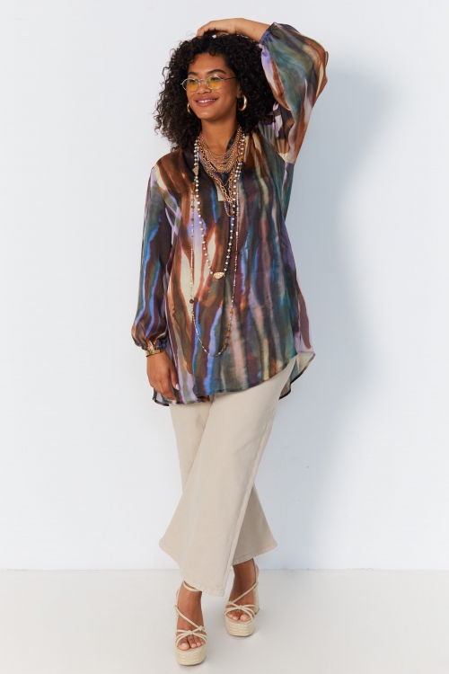 Gradient print voile tunic