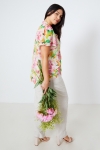 Shirt with flat pleats floral print