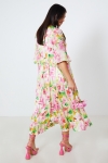 Long floral print dress with bib