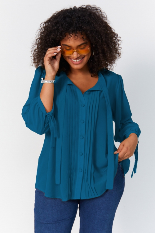 plain voile shirt with flat pleats