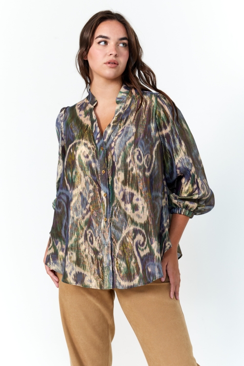 Lurex cotton print shirt