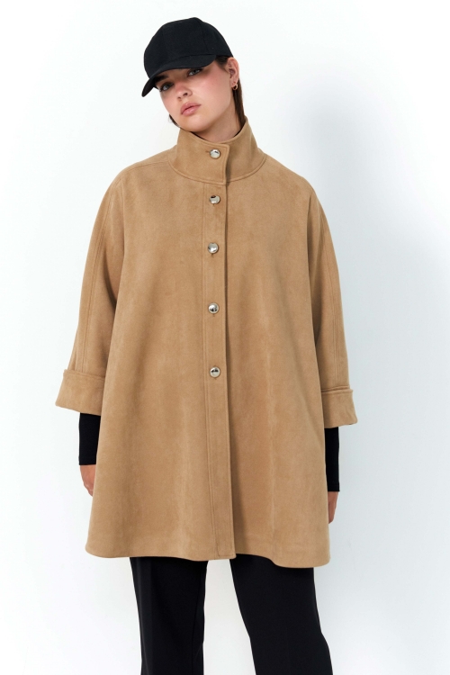 Manteau oversize en sergé effet daim double face