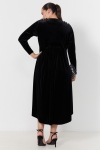 Long wrap dress in smooth stretch velvet