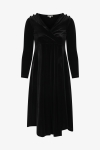 Long wrap dress in smooth stretch velvet