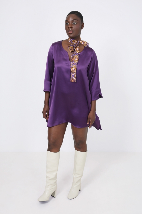 Trapeze tunic in plain satin effect