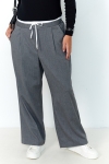 Wide double-waisted chevron pants in two materials