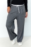 Wide double-waisted chevron pants in two materials