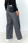 Wide double-waisted chevron pants in two materials