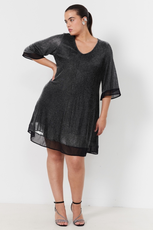 Sequin knit A-line dress