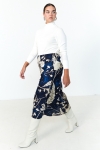 Jacquard printed skirt with raised floral pattern