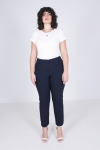 Eco-responsible bengaline pants with ribbed cutout on the back