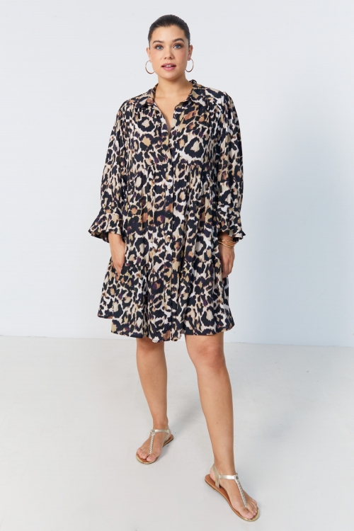 Robe midi en viscose imprimé animal