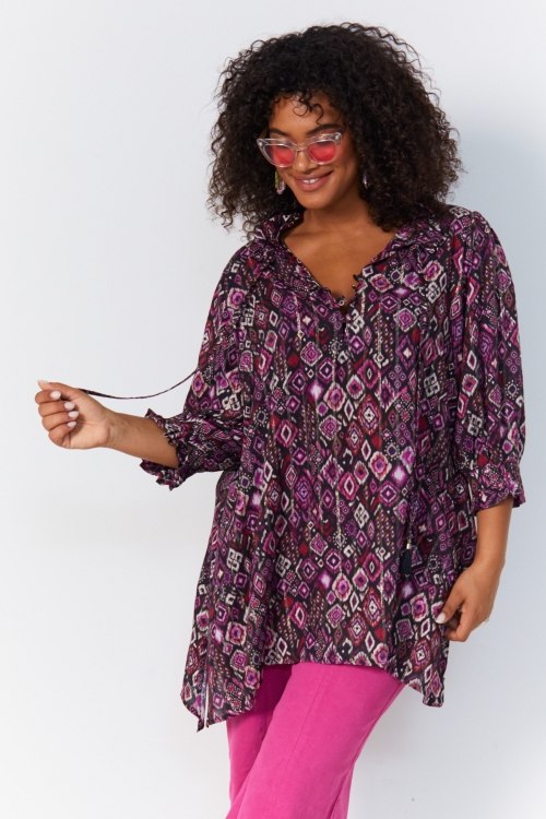 Printed tunic with lurex