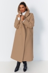 Long hooded coat with shawl collar