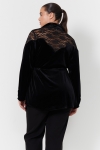 Shirt in smooth stretch velvet and lace