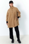 Oversized double-sided suede-effect twill coat