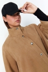 Oversized double-sided suede-effect twill coat