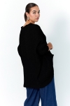 Oversized plain knit sweater with honeycomb effect